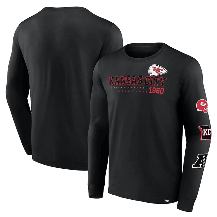 Men's Kansas City Chiefs Black High Whip Pitcher Long Sleeve T-Shirt Men's Kansas City Chiefs Black High Whip Pitcher Long Sleeve T-Shirt